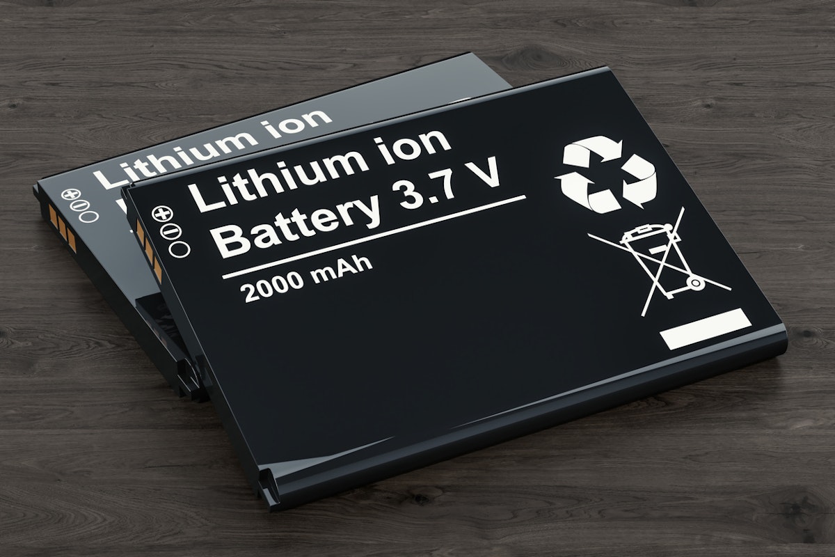 Lithium-ion batteries on a wooden table